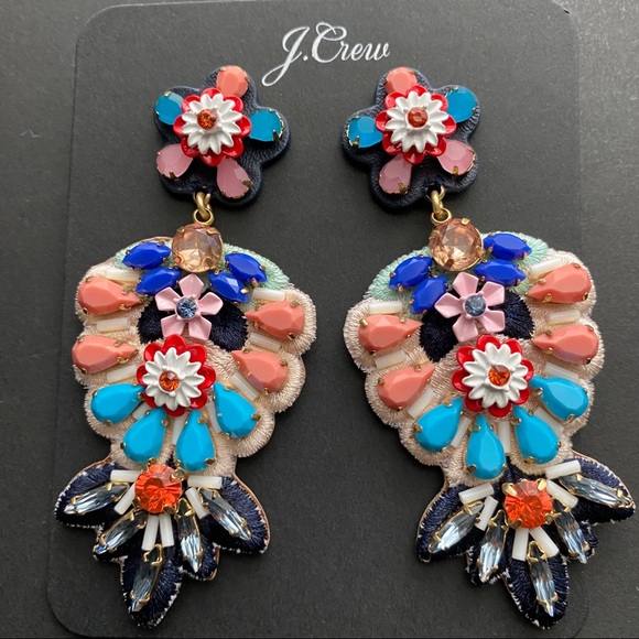 J. Crew Embroidered leather-backed earrings - Picture 3 of 8